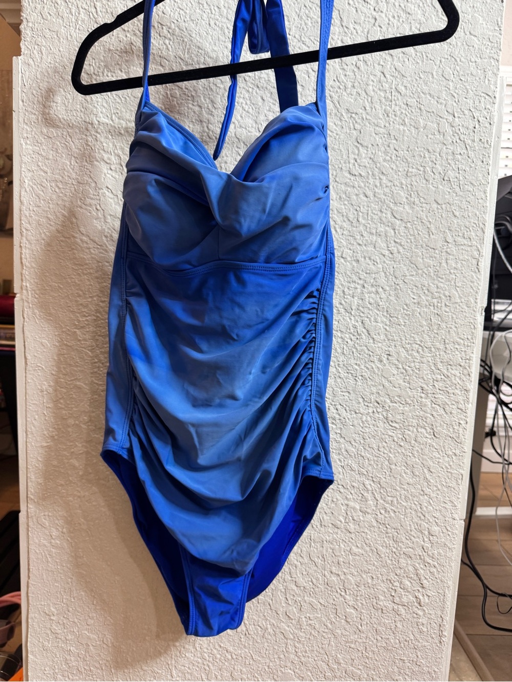 Classic Blue One-Piece Swim Suit with Ruched Front